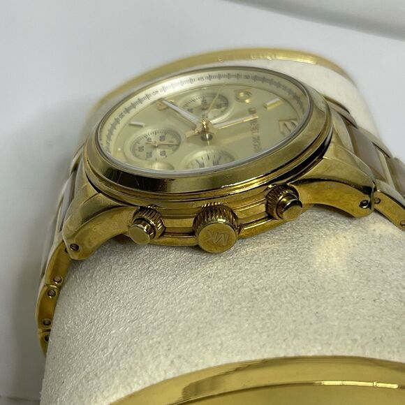 Michael Kors Watch Gold Tortoise Band Chronograph MK5660 Runway Dial Quartz WORK main image 11
